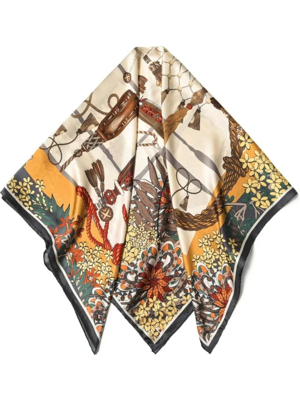 Luxurious 100% Mulberry Silk Large Square Shawl & Oversized Headband Gift Set
